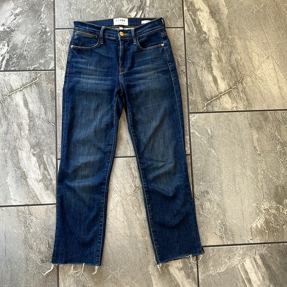 💙 Frame Le High Straight Cropped Jeans Straight Size 25 York - Picture 4 of 12